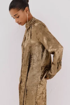 Cortefiel Blusas-Blusa laço efeito Dourado