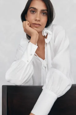 Pedro del Hierro Blusas-Blusa lisa e solta Branco