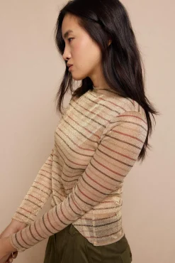 Slowlove Blusas-Blusa listrada de lurex Multicolorido