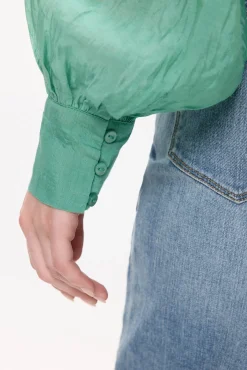 Vila Blusas-Blusa manga comprida abalonada Verde