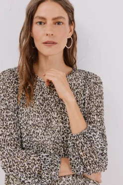 Cortefiel Blusas-Blusa plissada Impressão