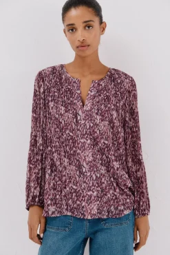 Cortefiel Blusas-Blusa plissada contrastante Impressão