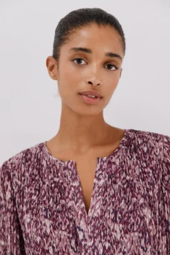 Cortefiel Blusas-Blusa plissada contrastante Impressão