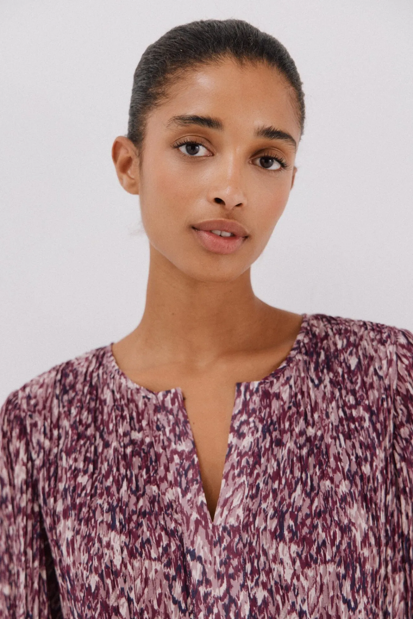 Cortefiel Blusas-Blusa plissada contrastante Impressão