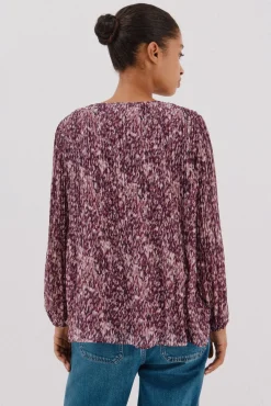 Cortefiel Blusas-Blusa plissada contrastante Impressão