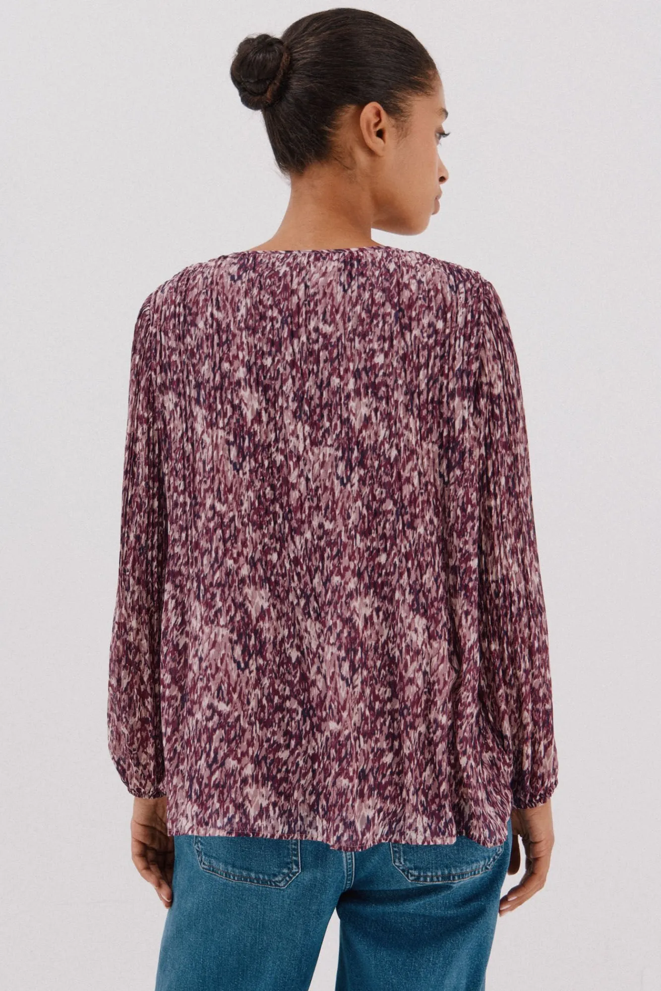 Cortefiel Blusas-Blusa plissada contrastante Impressão