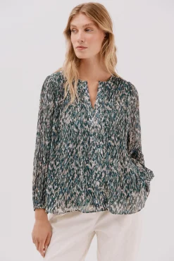 Cortefiel Blusas-Blusa plissada contrastante Multicolorido