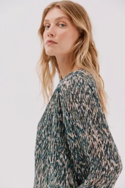 Cortefiel Blusas-Blusa plissada contrastante Multicolorido