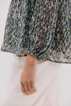 Cortefiel Blusas-Blusa plissada contrastante Multicolorido