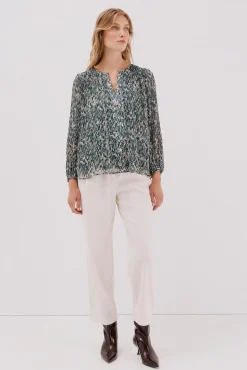 Cortefiel Blusas-Blusa plissada contrastante Multicolorido