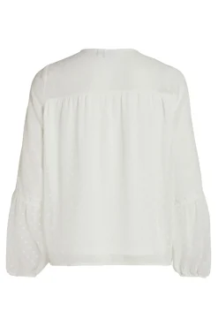 Vila Blusas-Blusa plumeti de manga comprida Branco