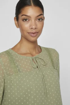 Vila Blusas-Blusa plumeti de manga comprida Verde