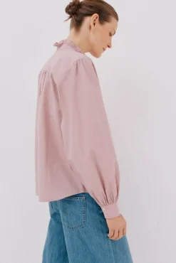 Cortefiel Blusas-Blusa riscas com gola franzida Subiu