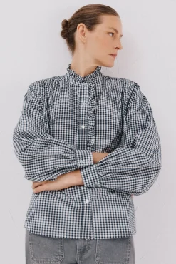 Cortefiel Blusas-Blusa riscas com gola franzida Multicolorido