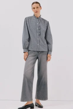 Cortefiel Blusas-Blusa riscas com gola franzida Multicolorido