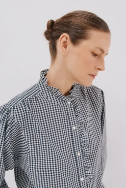 Cortefiel Blusas-Blusa riscas com gola franzida Multicolorido