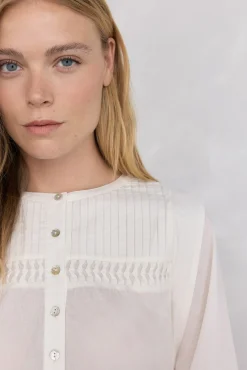 Pedro del Hierro T-Shirts|Blusas-Blusa romântica Ecru