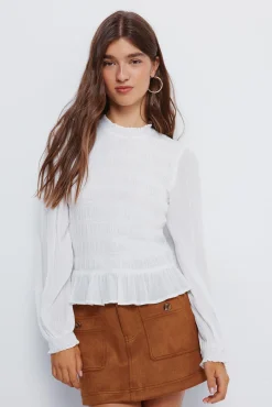 Springfield Blusas-Blusa romântica com elástico cru