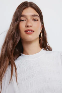 Springfield Blusas-Blusa romântica com elástico cru