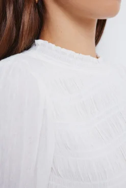 Springfield Blusas-Blusa romântica com elástico cru