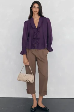 Pedro del Hierro Blusas-Blusa romântica com folho Púrpura