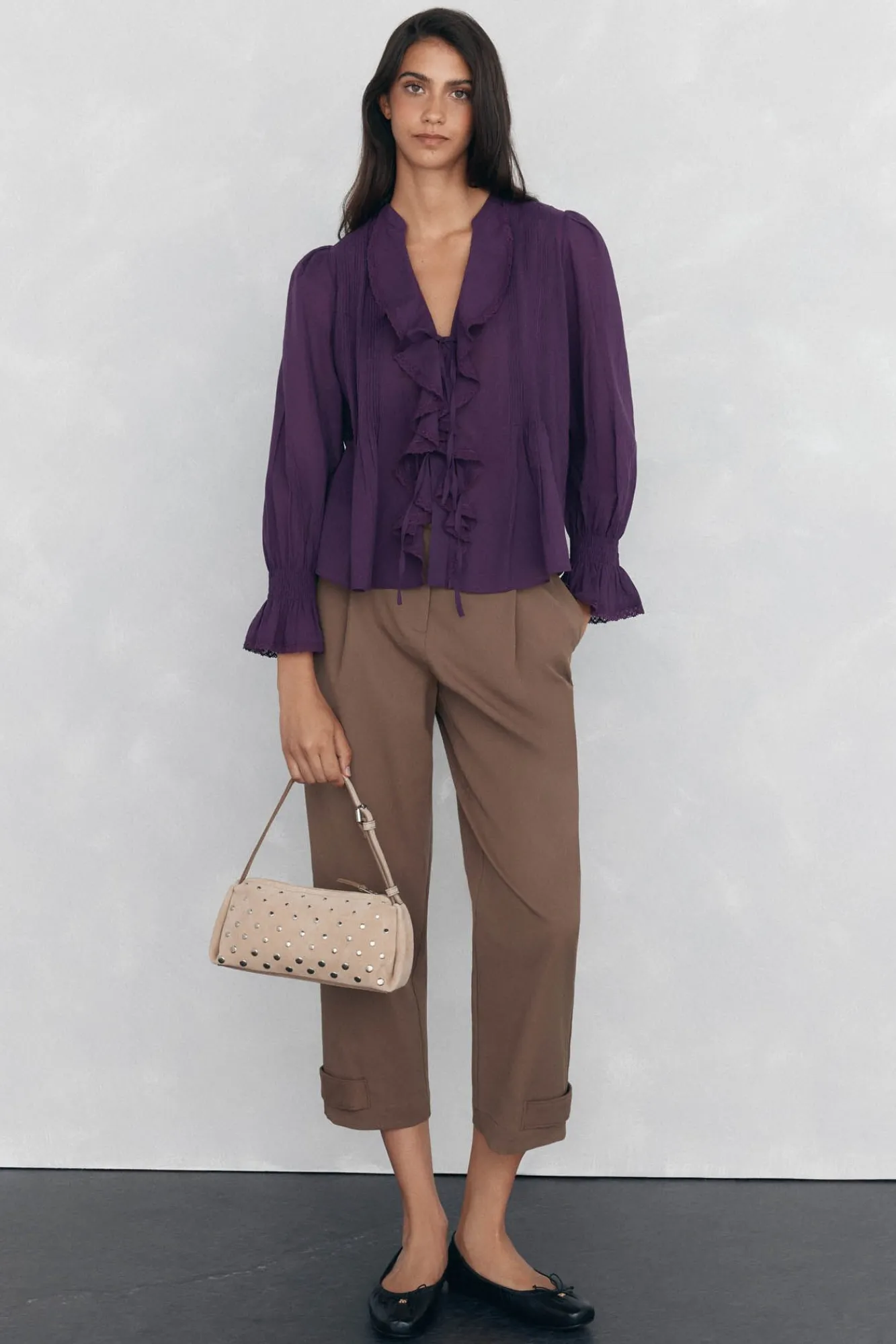 Pedro del Hierro Blusas-Blusa romântica com folho Púrpura