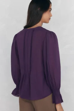 Pedro del Hierro Blusas-Blusa romântica com folho Púrpura