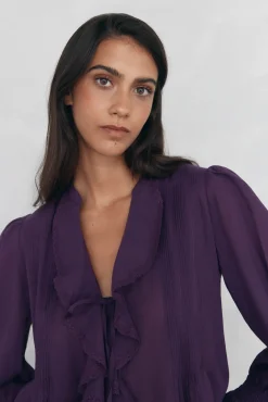 Pedro del Hierro Blusas-Blusa romântica com folho Púrpura