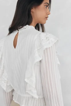 Pedro del Hierro Blusas-Blusa romântica com folho Branco