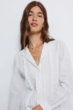 Springfield Blusas-Blusa romântica de schiffly cru