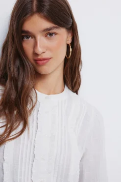 Springfield Blusas-Blusa romântica de schiffly cru