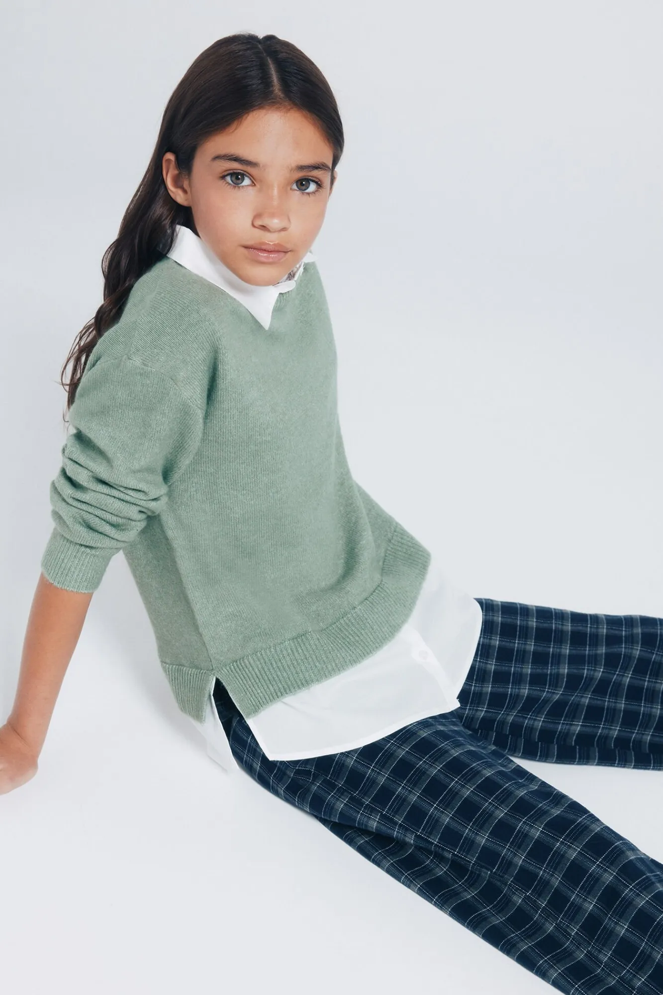 Springfield Kids Malhas-Blusa tipo camisa para menina. verde
