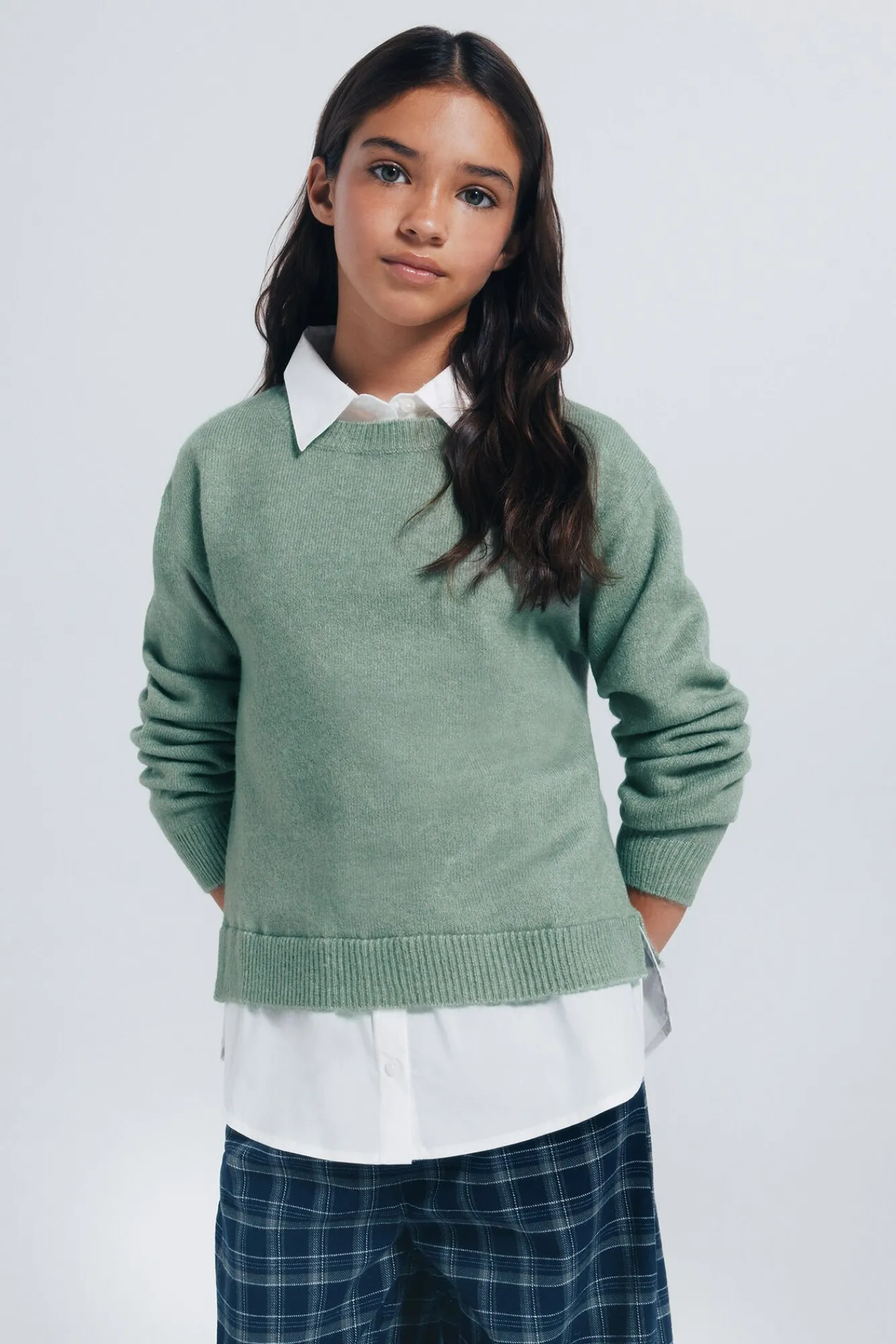 Springfield Kids Malhas-Blusa tipo camisa para menina. verde
