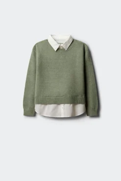 Springfield Kids Malhas-Blusa tipo camisa para menina. verde