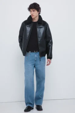 Springfield Casacos-Blusão aviador dupla face com efeito couro preto