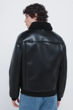 Springfield Casacos-Blusão aviador dupla face com efeito couro preto