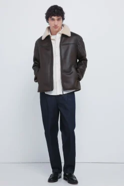 Springfield Casacos-Blusão aviador efeito camurça dupla face cru