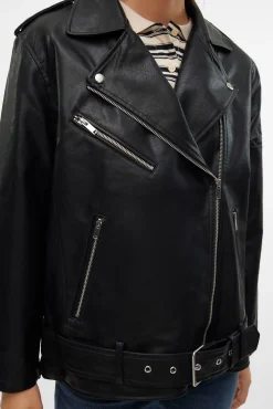 Vero Moda Sobretudos-Blusão biker efeito pele Preto