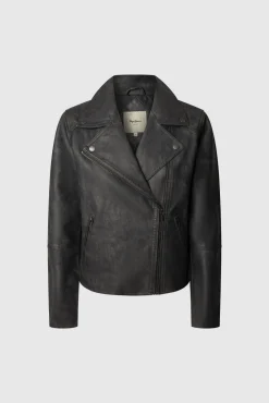 Pepe Jeans Sobretudos-Blusão biker efeito pele preto