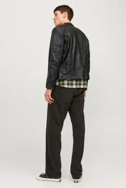 Jack & Jones Casacos-Blusão biker pele preto
