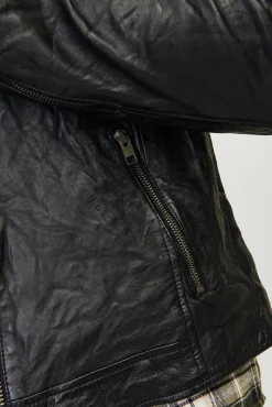 Jack & Jones Casacos-Blusão biker pele preto