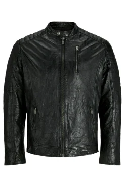 Jack & Jones Casacos-Blusão biker pele preto