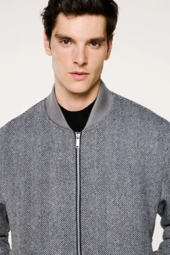 Selected Casacos-Blusão bomber de lã Cinzento