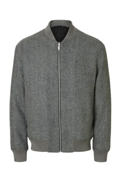 Selected Casacos-Blusão bomber de lã Cinzento