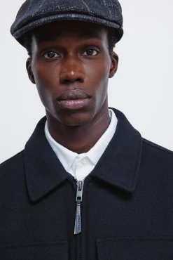 Springfield Casacos-Blusão camisa de mistura de lã azul