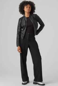 Vero Moda Sobretudos-Blusão com efeito couro e gola Perkins Preto