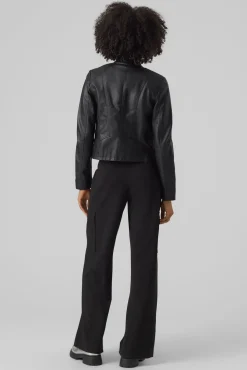 Vero Moda Sobretudos-Blusão com efeito couro e gola Perkins Preto