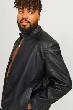 Jack & Jones Casacos-Blusão com efeito couro PLUS preto