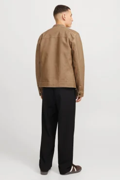 Jack & Jones Casacos-Blusão com efeito de couro bege