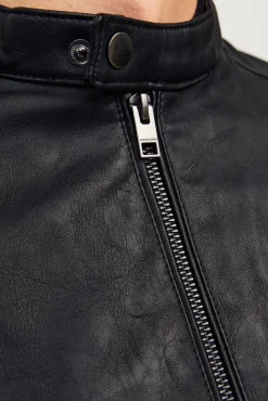 Jack & Jones Casacos-Blusão com efeito de couro preto